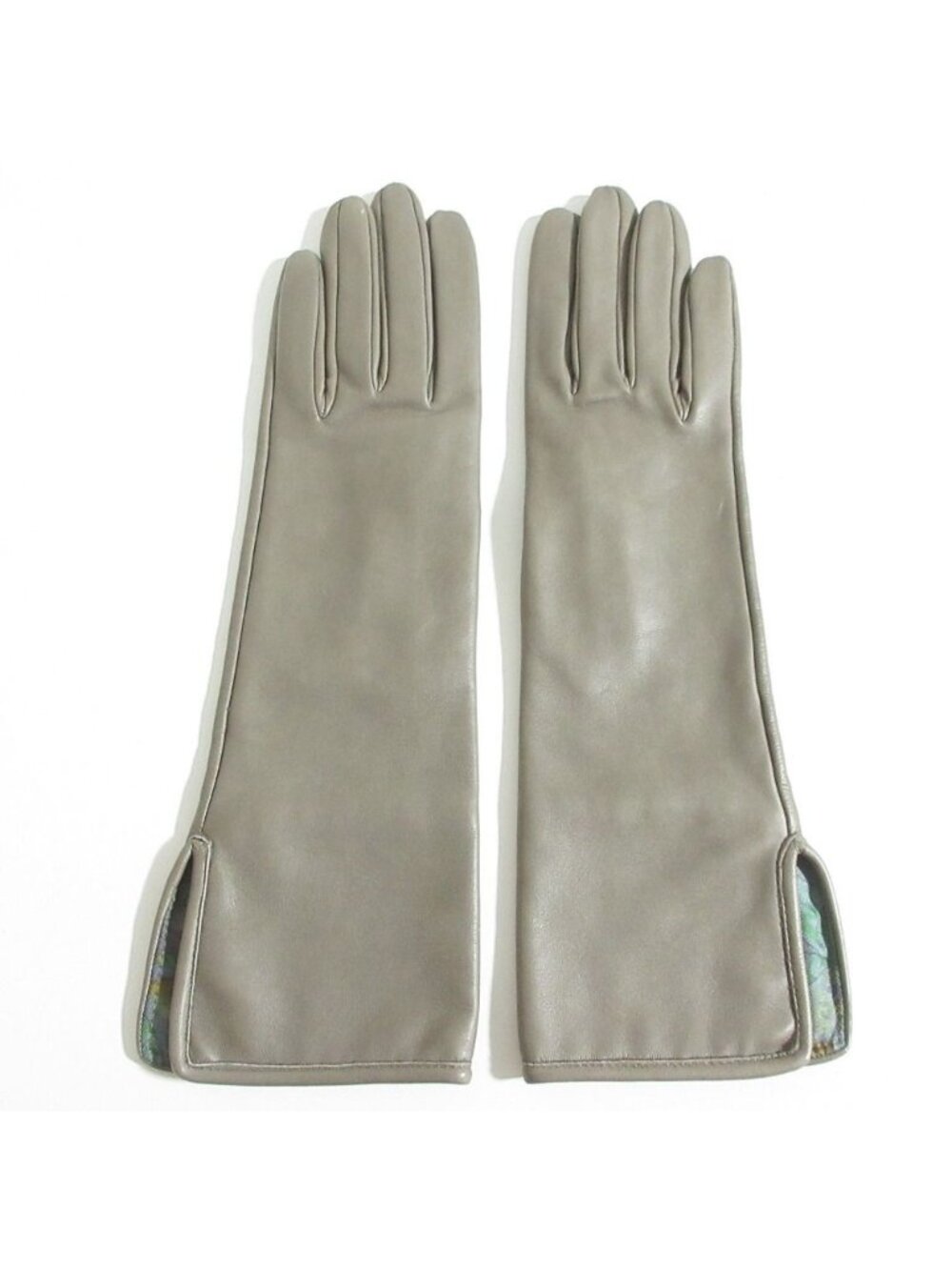 Hermes Lining Scarf Pattern Lambskin Glove 6.5 Greige